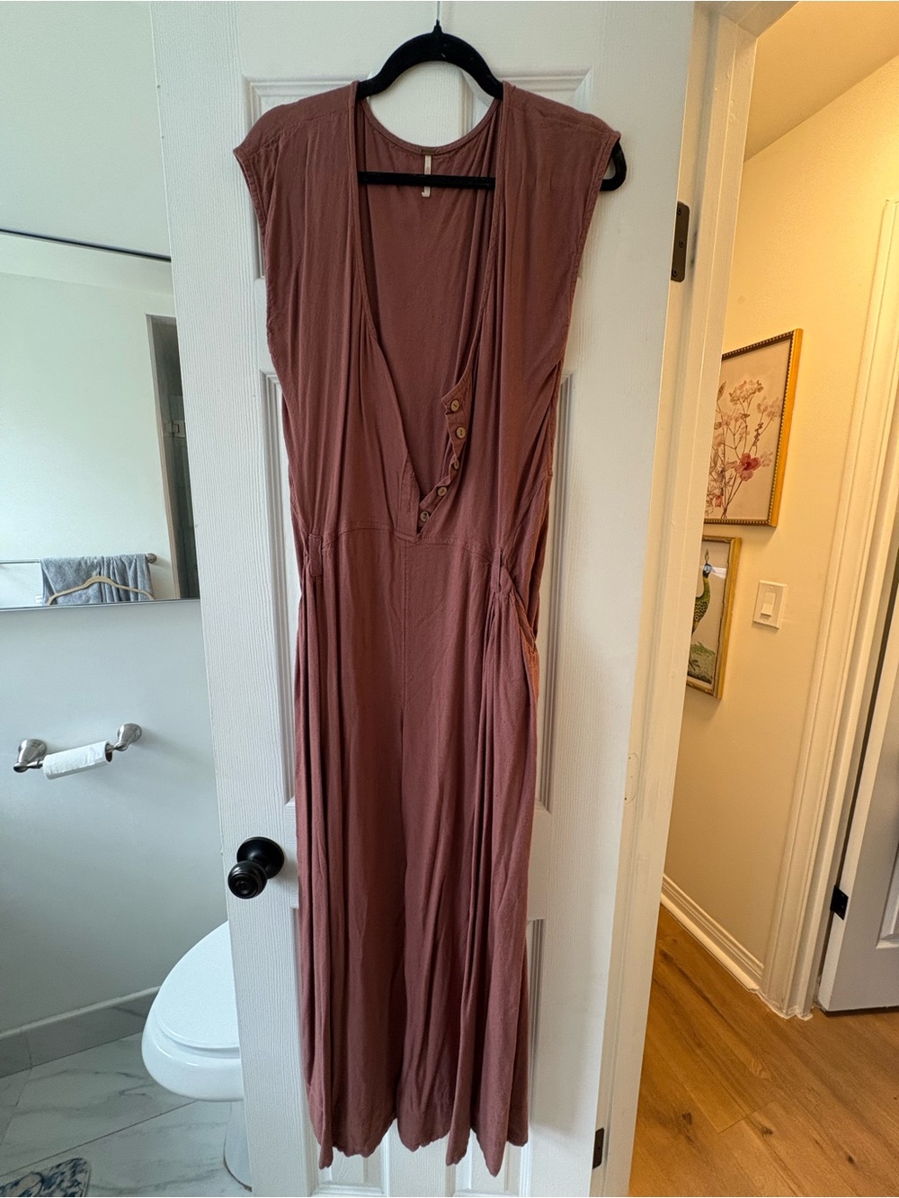 Free People Sleeveless V‑Neck Maxi Dress in Dusty Mauve